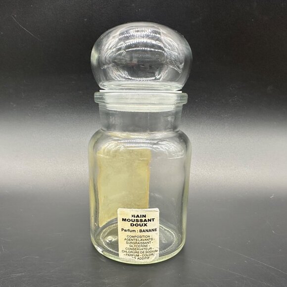 Vintage Bain Mousse Apothecary Jar 1960s Green Vanity Decor Mid Century Storage - Picture 3 of 12